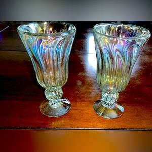 A set of iridescent ice cream glasses